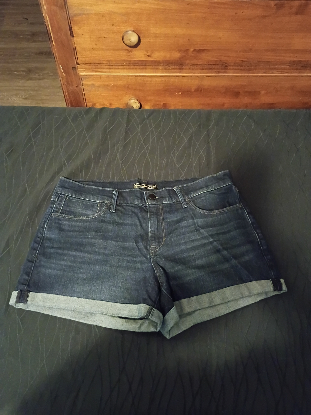 Abercrombie & Fitch Dark Blue Cuffed Denim Shorts